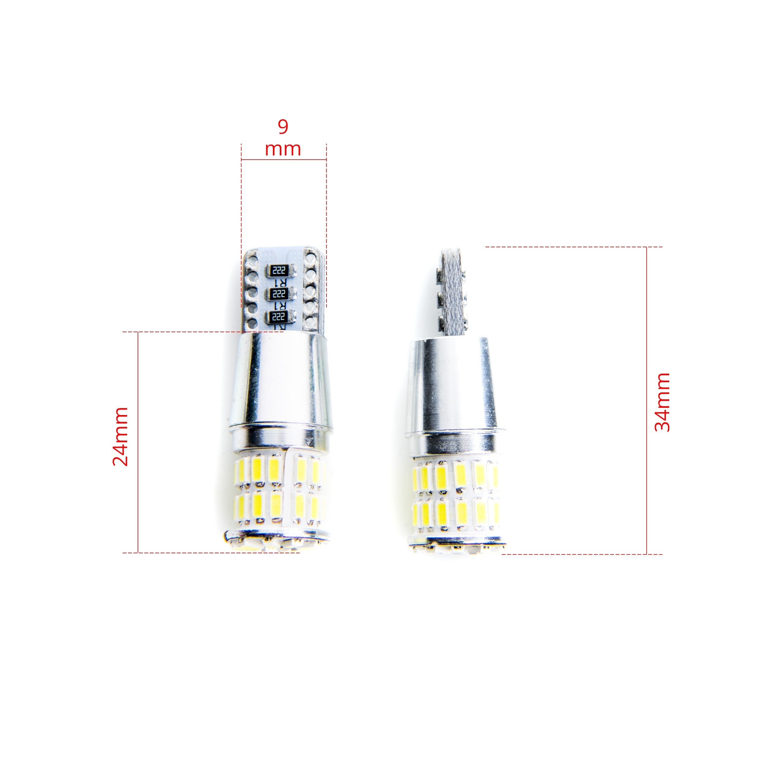 LED-lampa för bil – W5W – W2,1x9,5d – 6000K – 38 LED – SMD 3014 – 2-pack