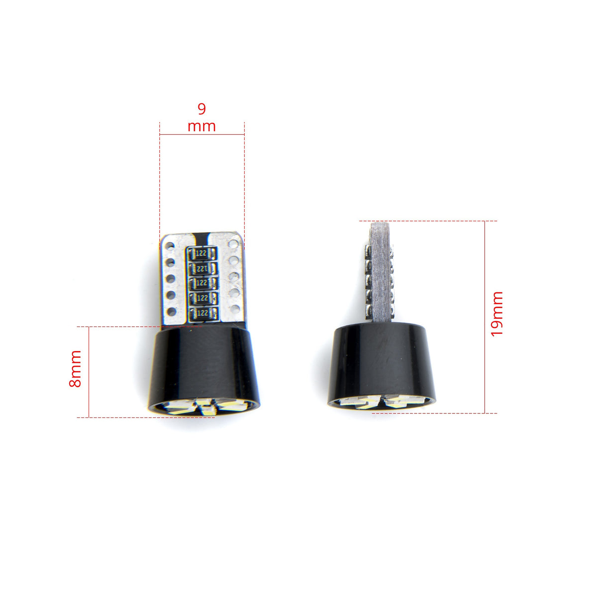 LED-lampa för bil – W5W – W2,1x9,5d – 6000K – 6 LED – SMD 3014 – 2-pack