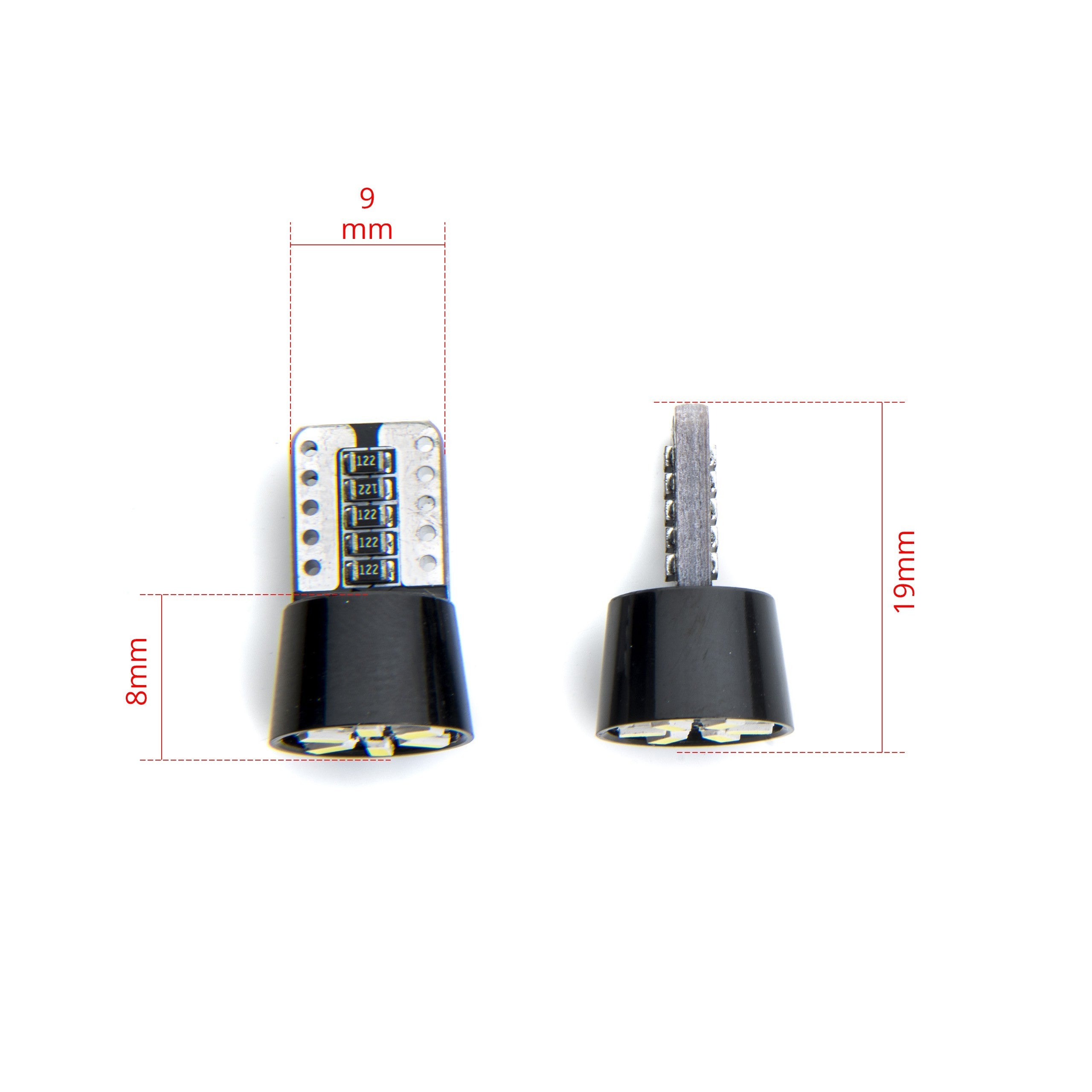LED-lampa för bil – W5W – W2,1x9,5d – 6000K – 6 LED – SMD 3014 – 2-pack