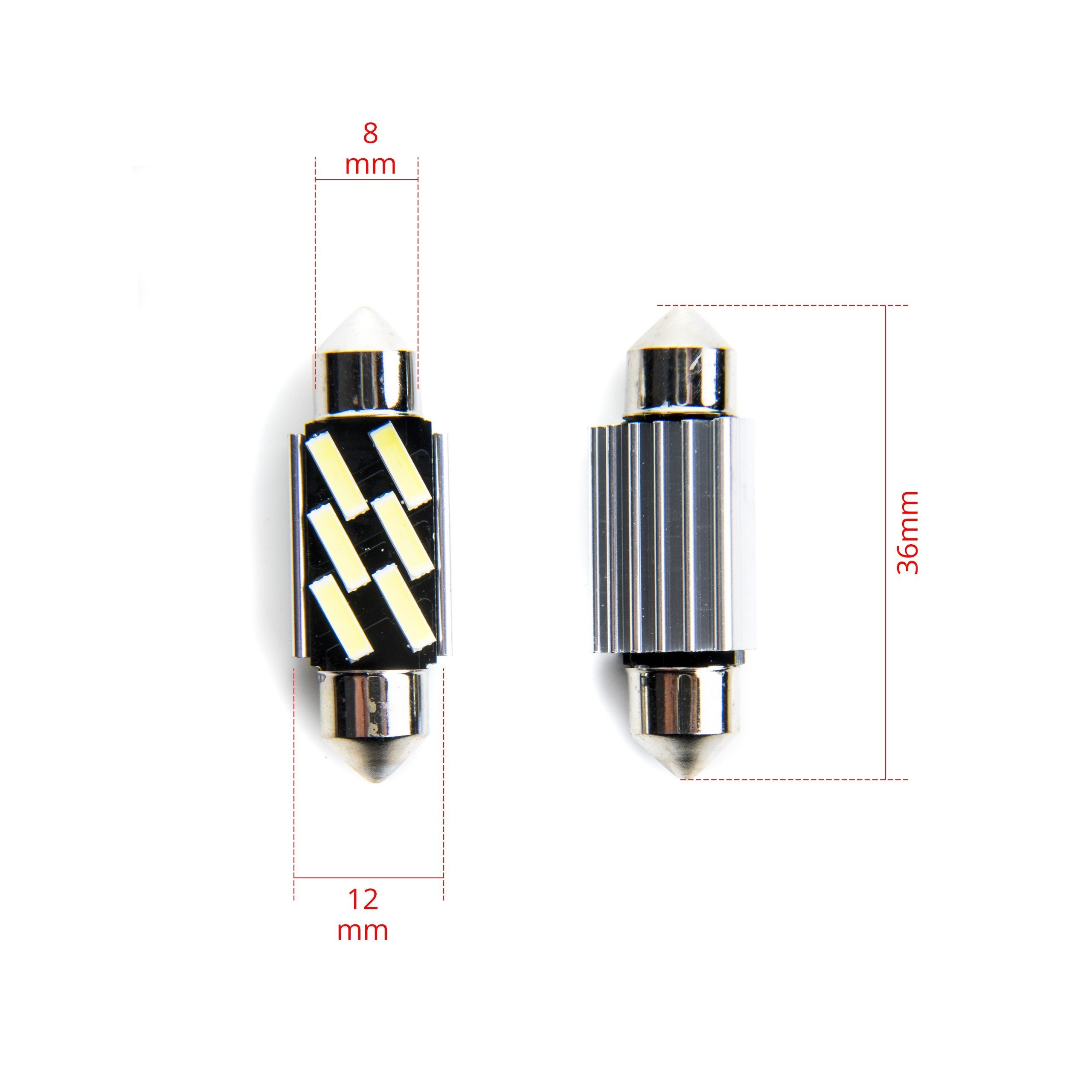 LED-lampa för bil – C5W/ C10W – SV8.5–8 – 6000K – 6 LED – SMD 7020 – 2-pack