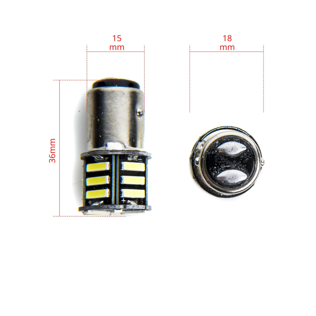LED-lampa för bil – P21/5W – BAY15d – 6000K – 21 LED – SMD 7020 – 2-pack