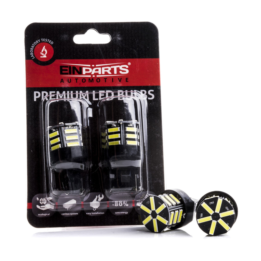 LED-lampa för bil – W21W – W3X16D – 6000K – 21 LED – SMD 7020 – 2-pack