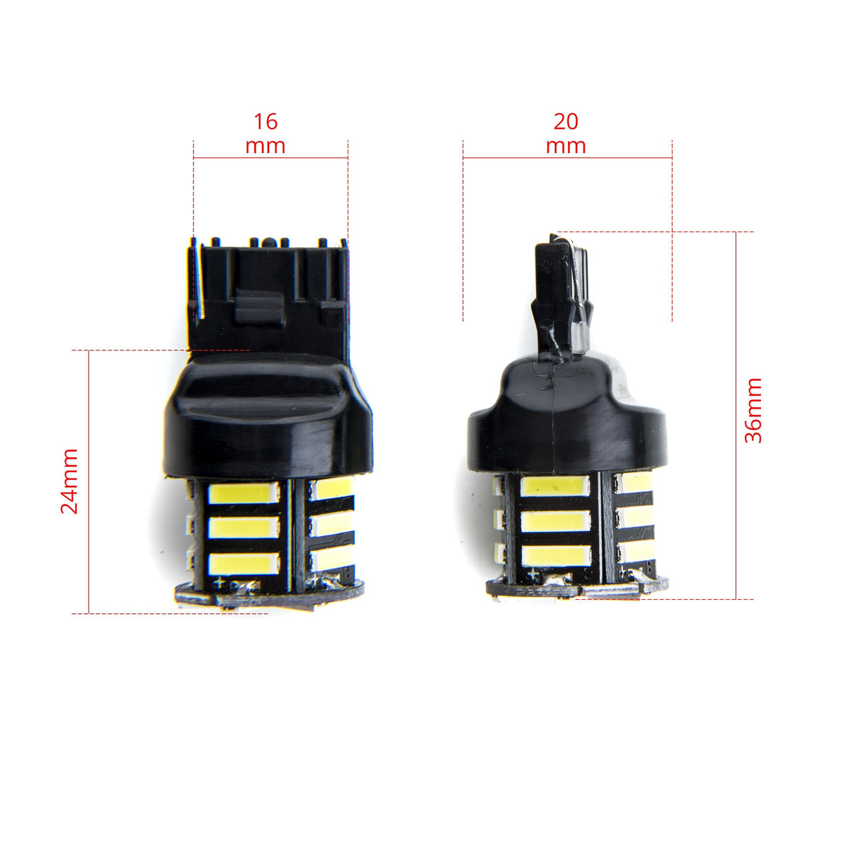 LED-lampa för bil – W21W – W3X16D – 6000K – 21 LED – SMD 7020 – 2-pack