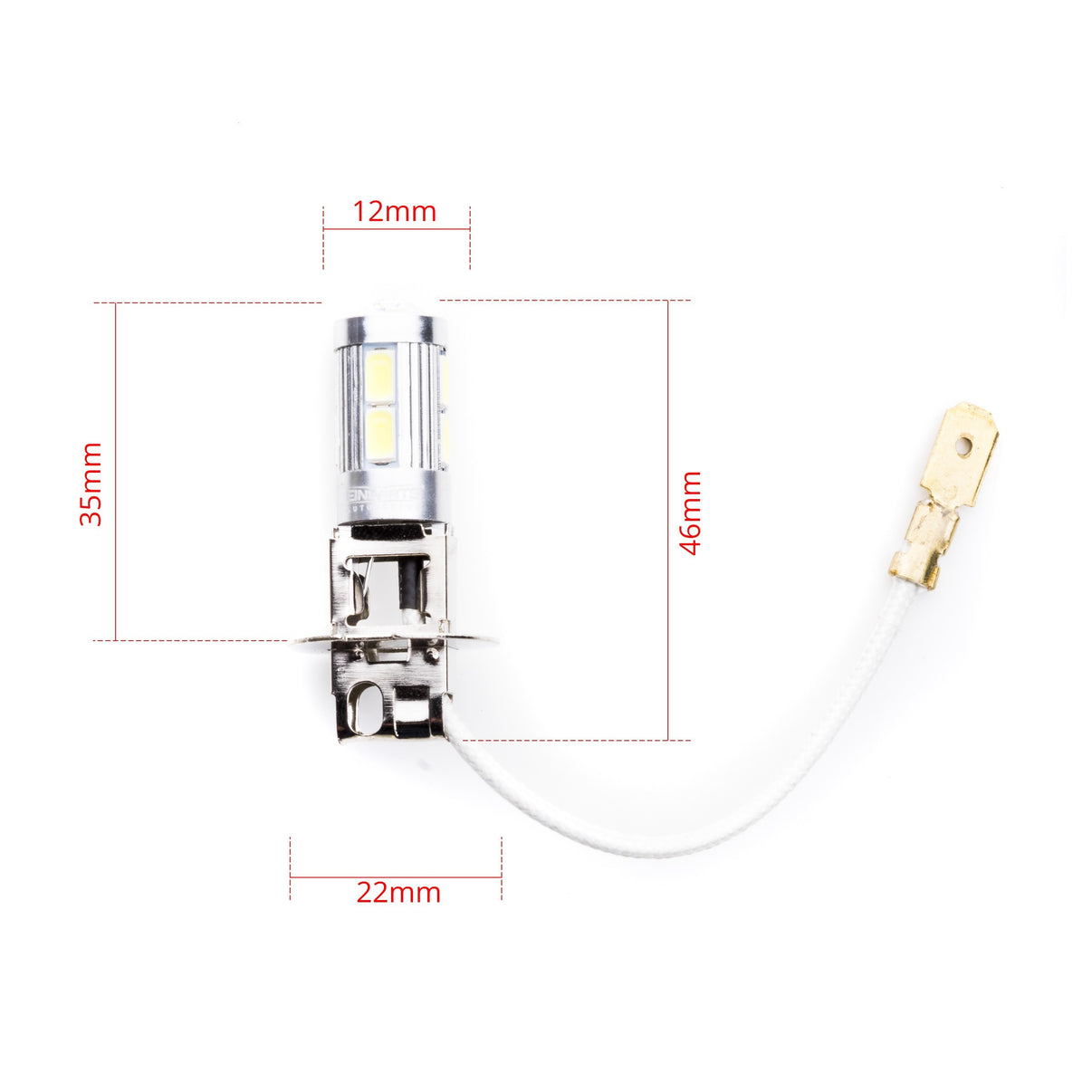 LED-lampa för bil – H3 – PK22s – 6000K – 9 LED – SMD 5630 – 2-pack