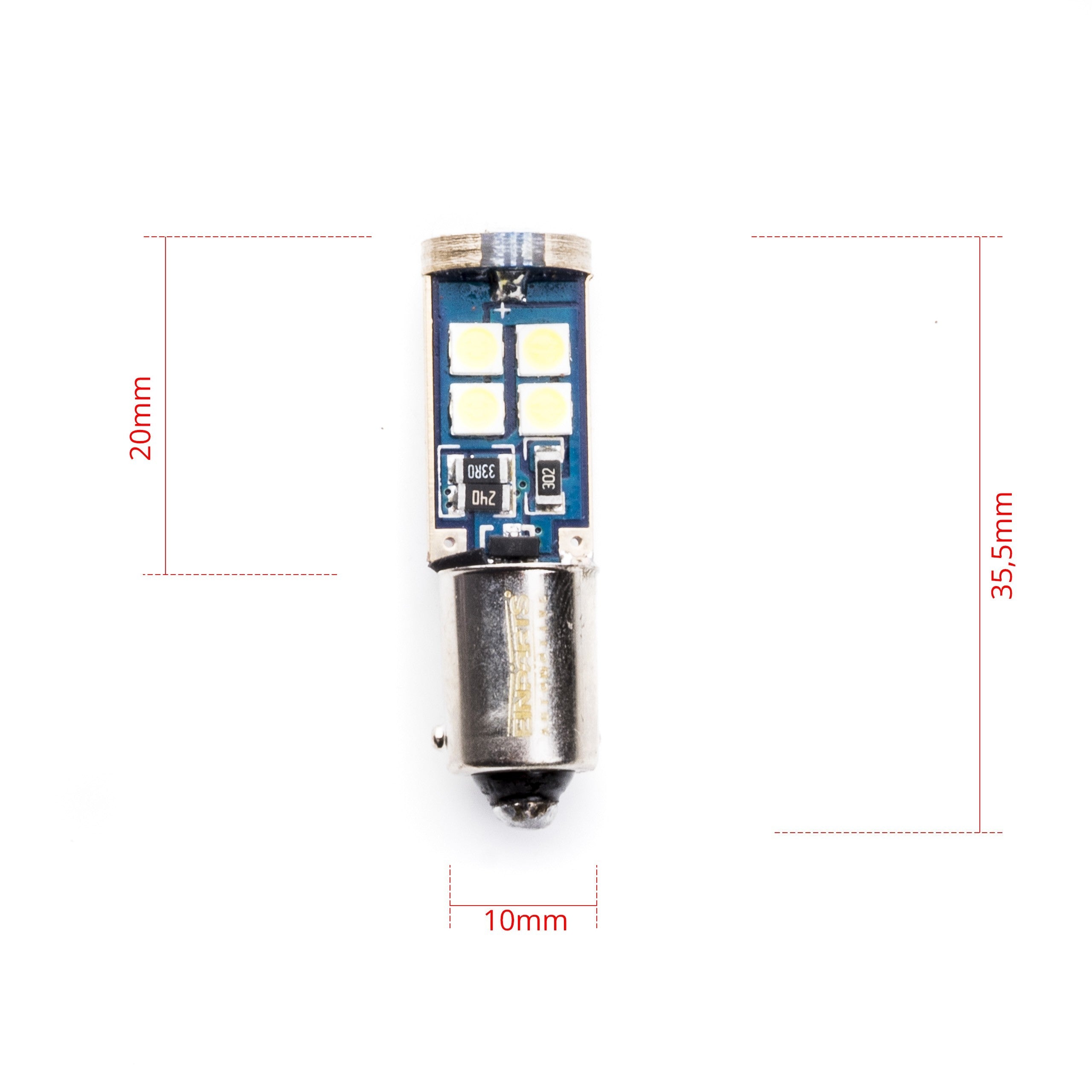 LED-lampa för bil – H6W – BAX9s – 6000K – 12 LED – SMD 3030 – 2-pack