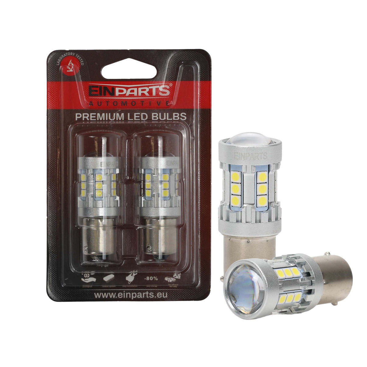 LED-lampa för bil – P21W – BA15S – 6000K – 13 LED – SMD 5630 – 2-pack
