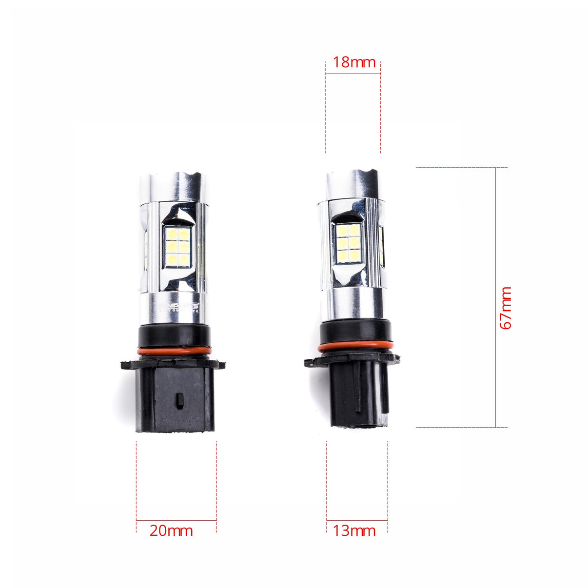 LED-lampa för bil – PSX26W – PG18.5D-3 – 6000K – 27 LED – SMD 3030 – 2-pack