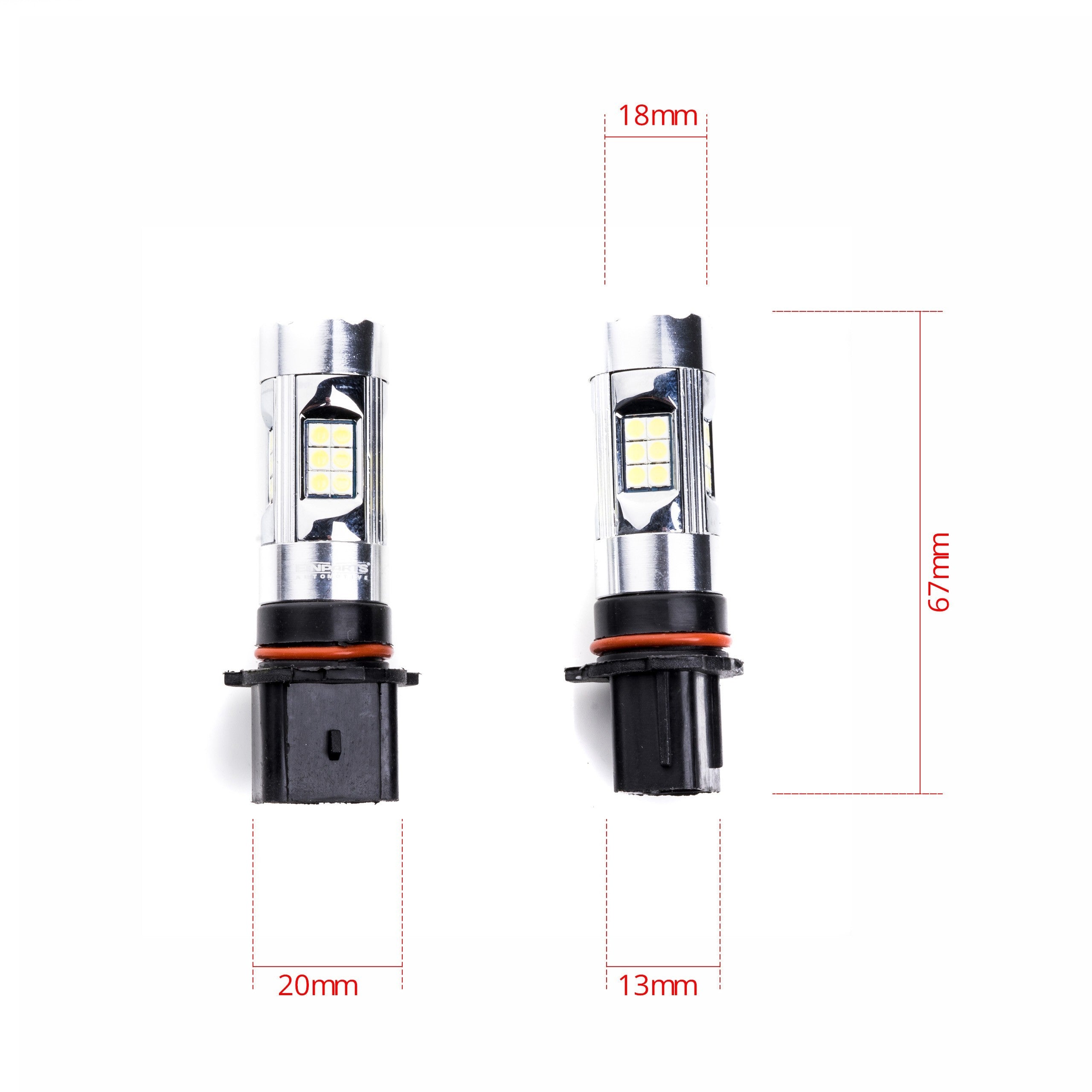LED-lampa för bil – P13W – PG18.5D-3 – 6000K – 27 LED – SMD 3030 – 2-pack
