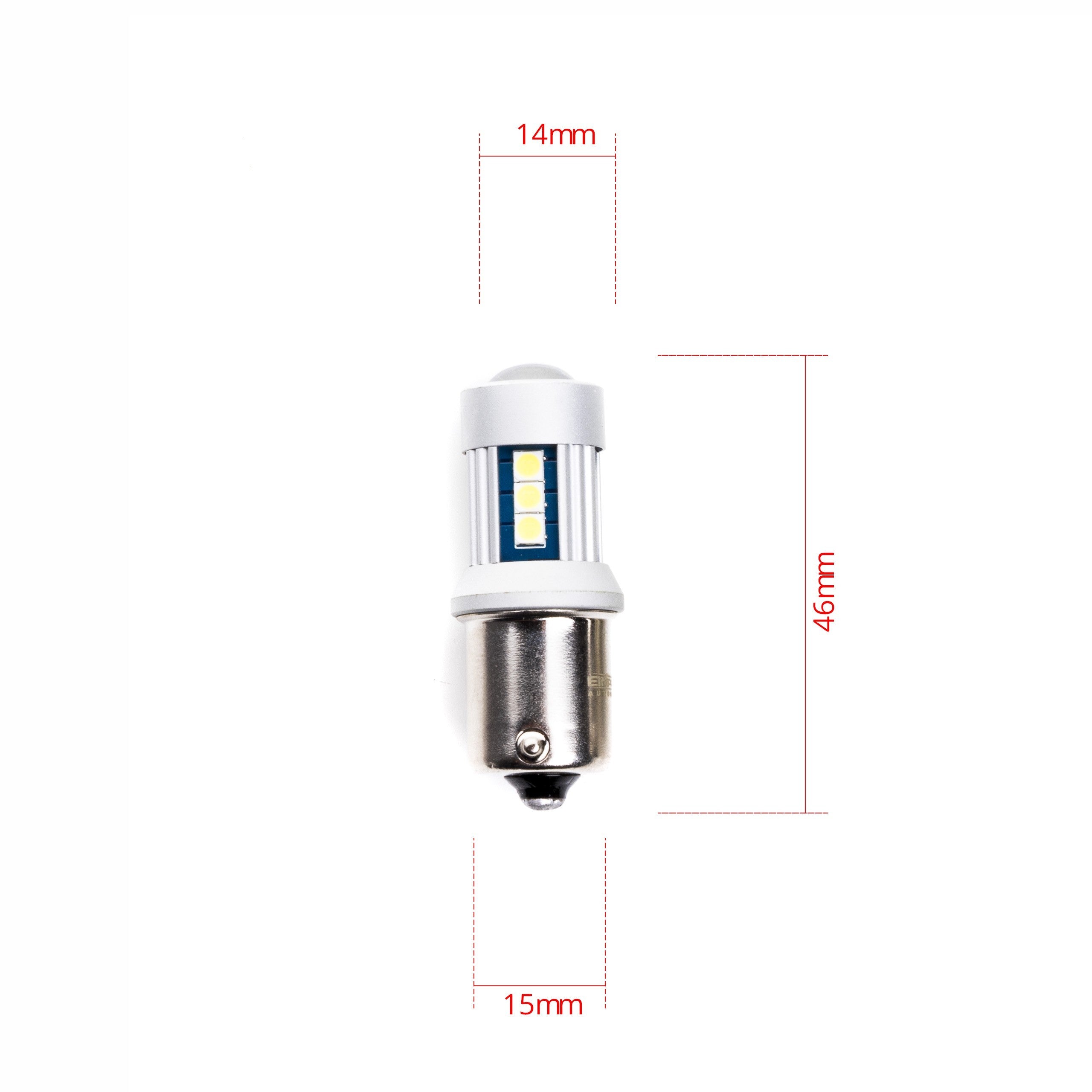 LED-lampa för bil – P21W – BA15S – 6000K – 15 LED – SMD 3030 – 2-pack