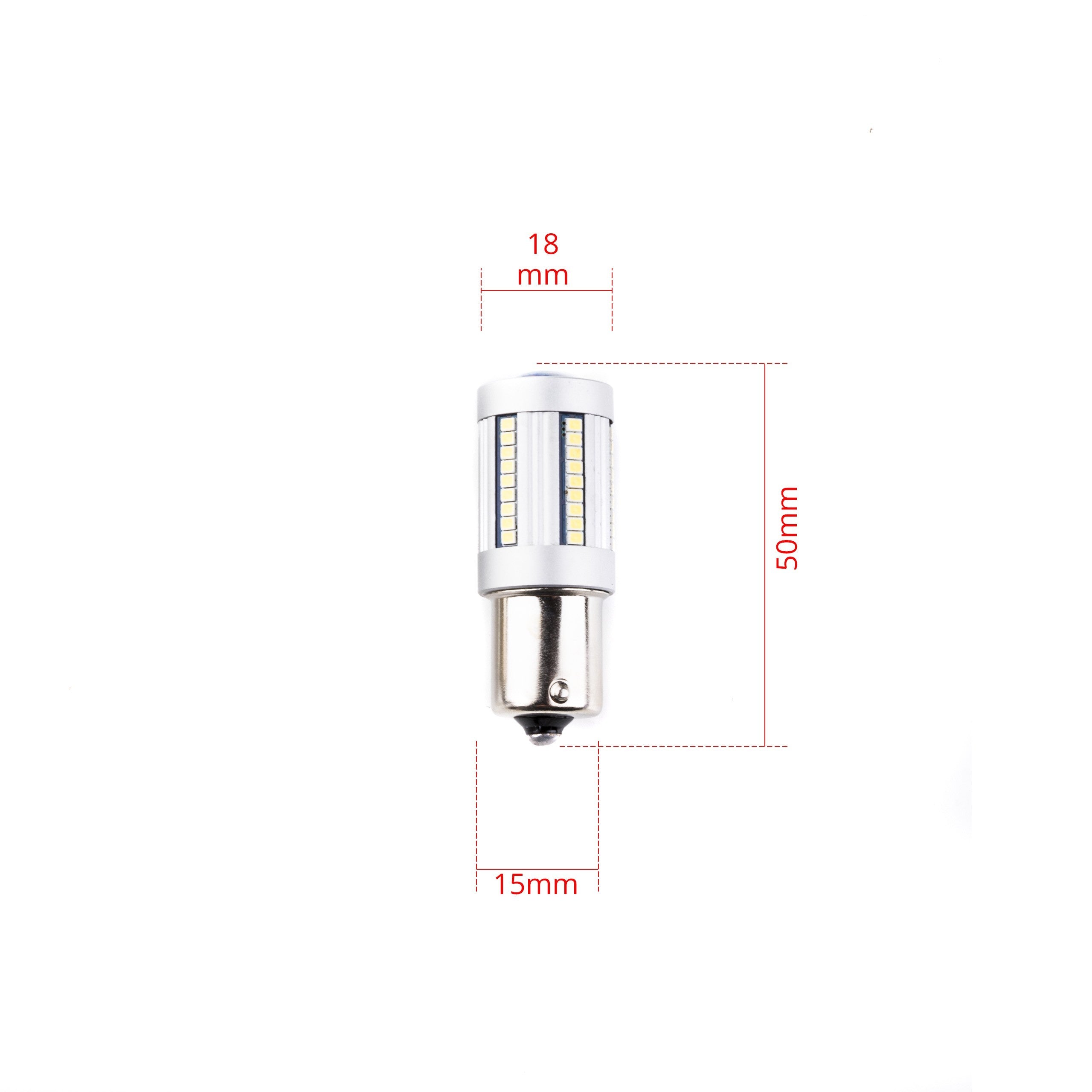 LED-lampa för bil – P21W – BA15S – 6000K – 66 LED – SMD 2016 – 2-pack