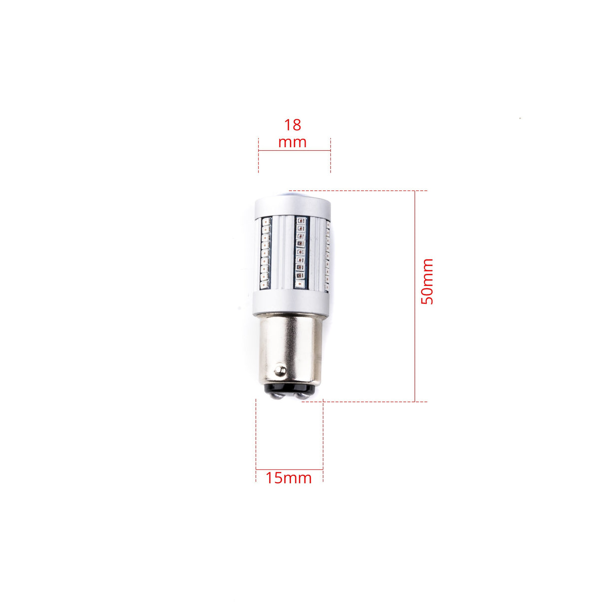 LED-lampa för bil – P21/5W – BAY15d – 1000–1500K (Röd) – 66 LED – SMD 2016