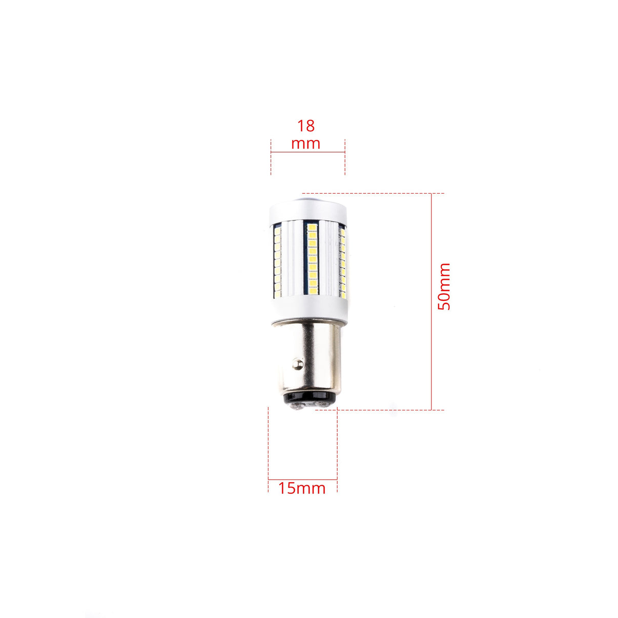 LED-lampa för bil – P21/5W – BAY15d – 6000K – 66 LED – SMD 2016 – 2-pack