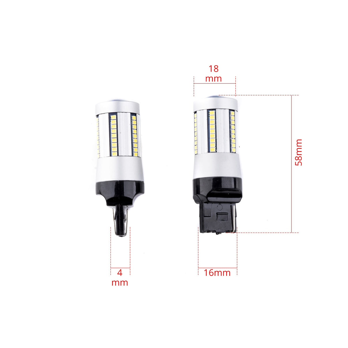 LED-lampa för bil – W21W – W3X16D – 6000K – 66 LED – SMD 2016 – 2-pack