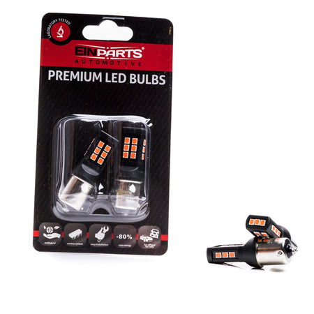 LED-lampa för bil – P21W – BA15S – 1000–1500K (Röd) – 21 LED – SMD 2835 – 2-pack
