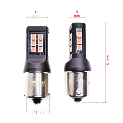 LED-lampa för bil – P21W – BA15S – 1000–1500K (Röd) – 21 LED – SMD 2835 – 2-pack