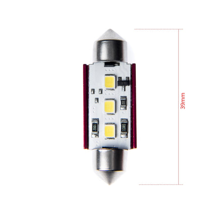LED-lampa för bil – C10W – SV8.5–8 – 6000K – 3 LED – SMD 2835 – 39 mm