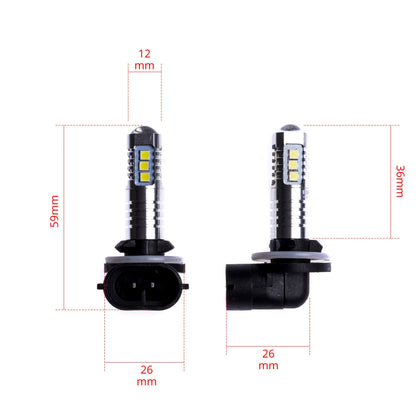 LED-lampa för bil – H27W – PGJ13 – 6000K – 14 LED – SMD 3030 – 2-pack