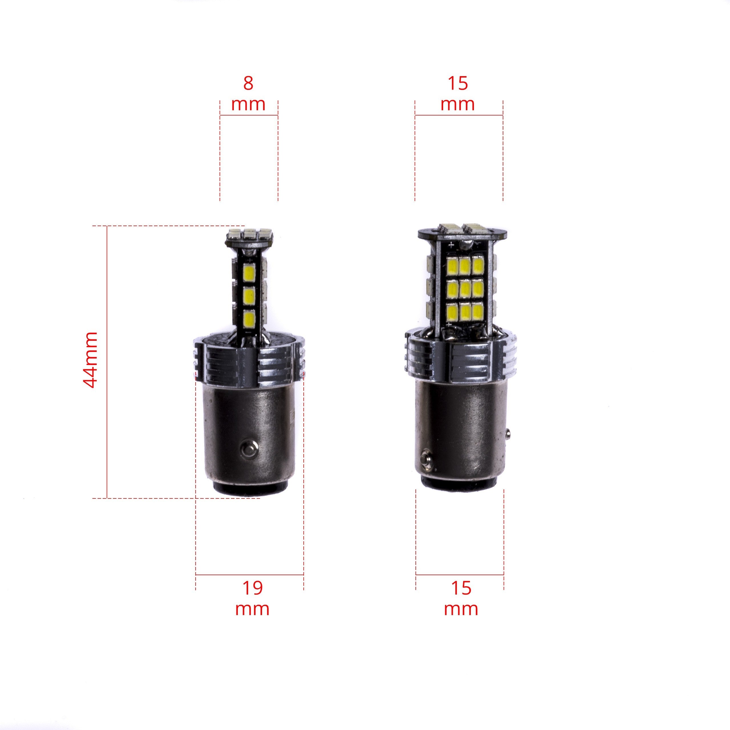 LED-lampa för bil – P21/4W – BAZ15d – 6000K – 30 LED – SMD 3020 – 2-pack