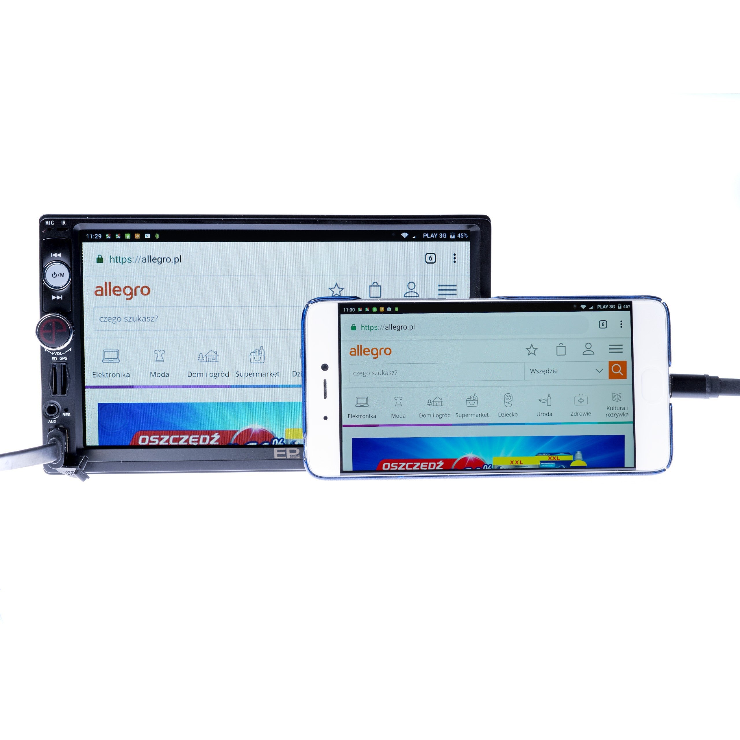 2-DIN-bilstereo – Svart – 60 W – 9V - 16V – 180 mm