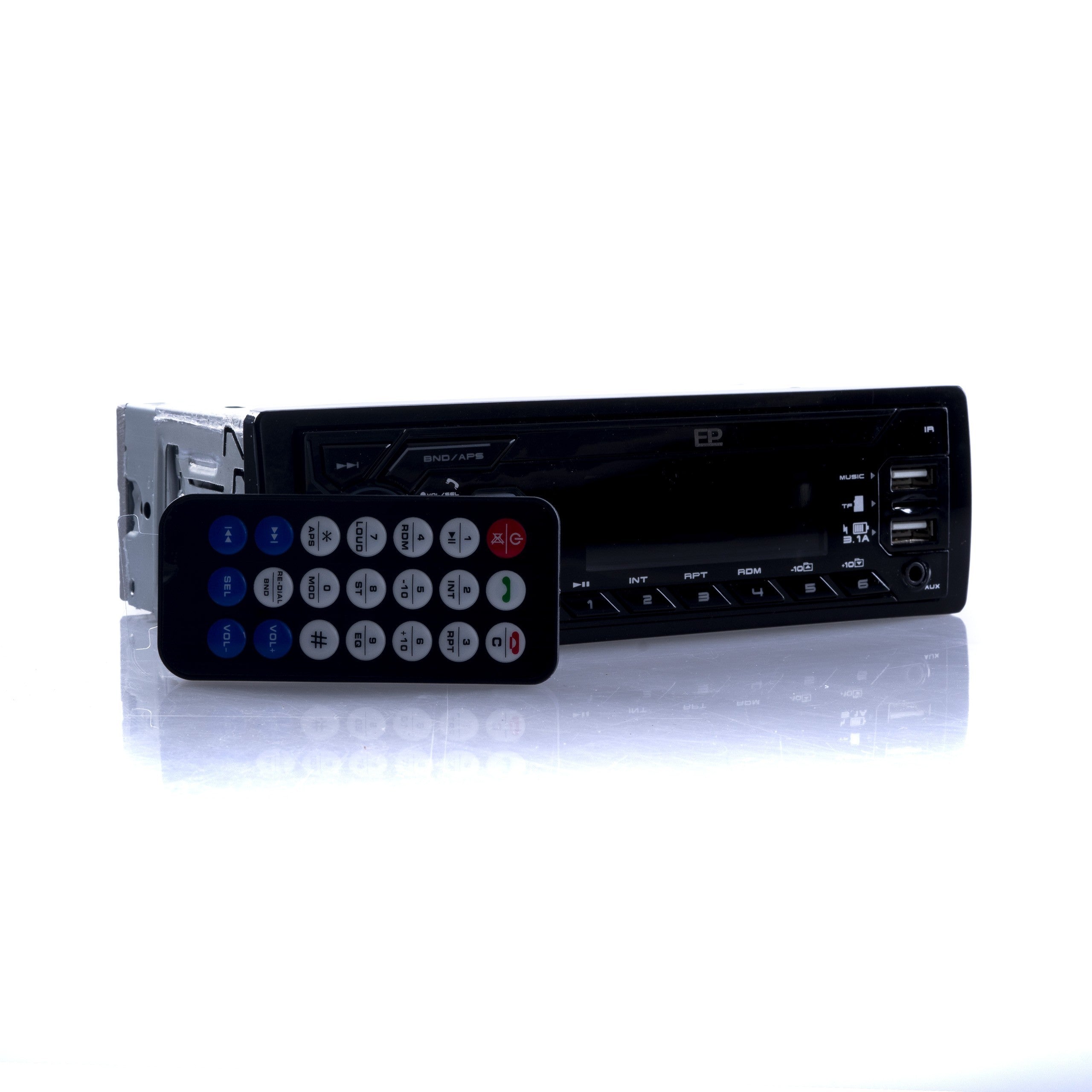 1-DIN-bilstereo – Svart – 9V - 16V – 188 mm – 57 × 112 mm