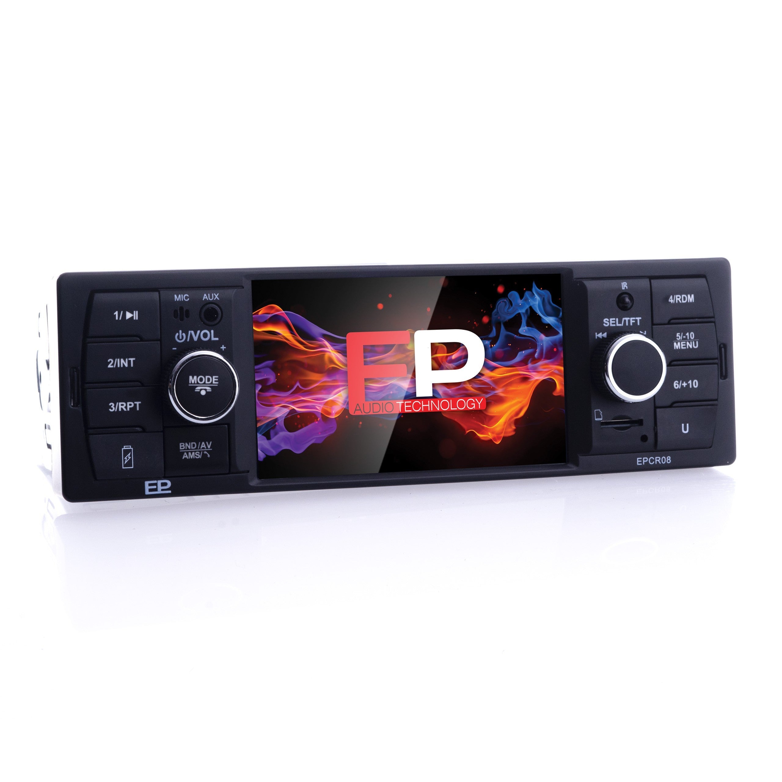 1-DIN-bilstereo – Svart – 9V - 16V – 188 mm – 58 × 104 mm