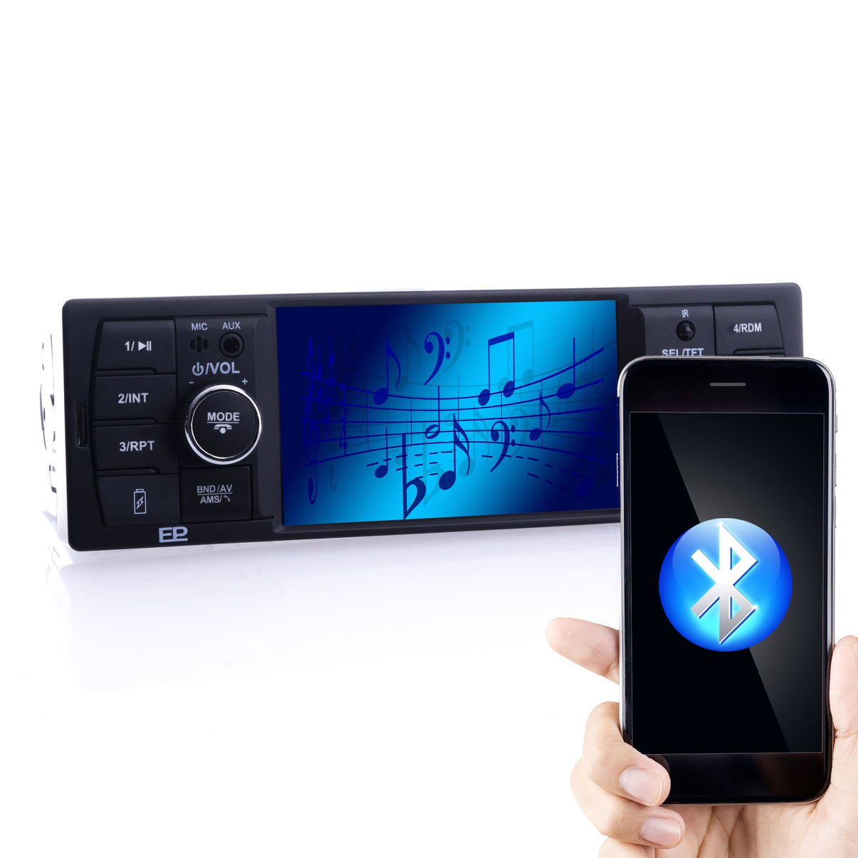 1-DIN-bilstereo – Svart – 9V - 16V – 188 mm – 58 × 104 mm