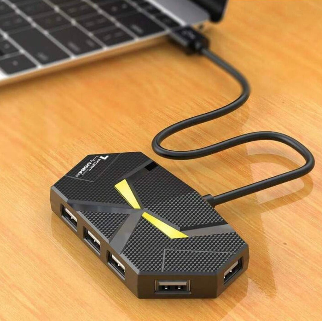 Adapter 7-ports USB 2.0 HUB - Splitter USB adapter - Biltilbehør fra Carlevel