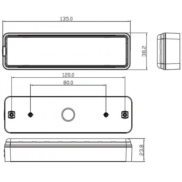 Baklampa 135RME Röd – närbild detaljer | LEA