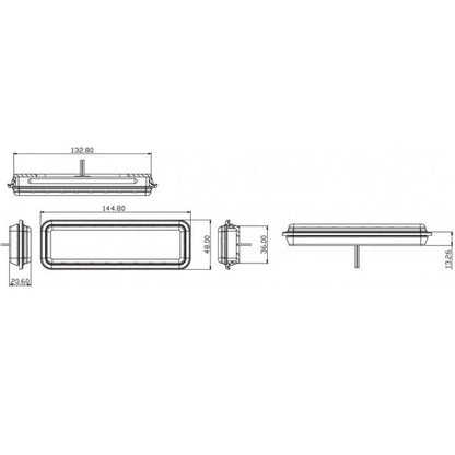 närbild på detaljer och material av Baklampa 135RMGE Röd – LEA
