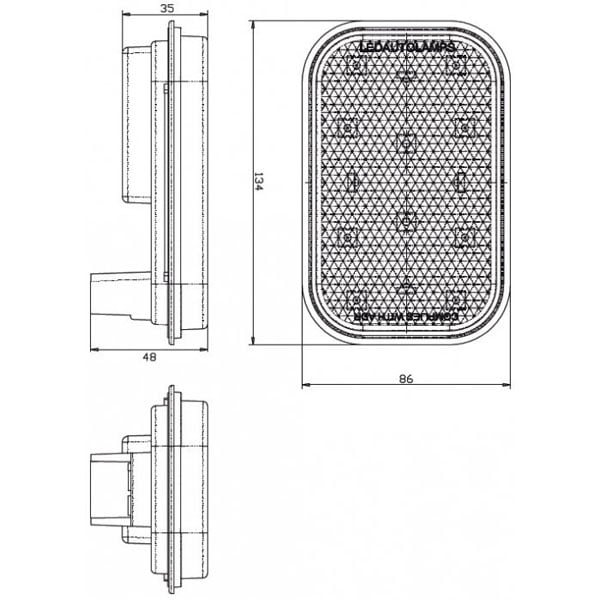 sidovy som visar profil och design av Baklampa 130RME Röd – LEA