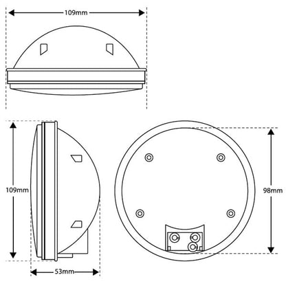 närbild på detaljer och material av Baklampa 110RME Röd – LEA