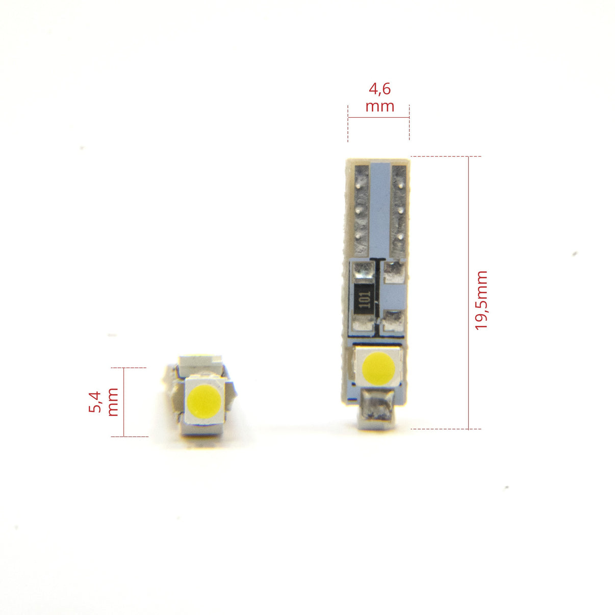 LED-lampa för bil – T5 – G9 – 6000K – 3 LED – SMD – 2-pack