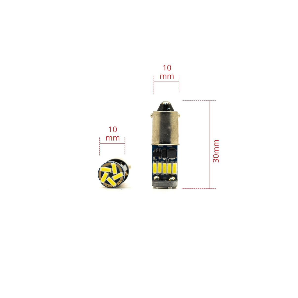 LED-lampa för bil – T4W – BA9s – 6000K – 15 LED – SMD 4014 – 2-pack