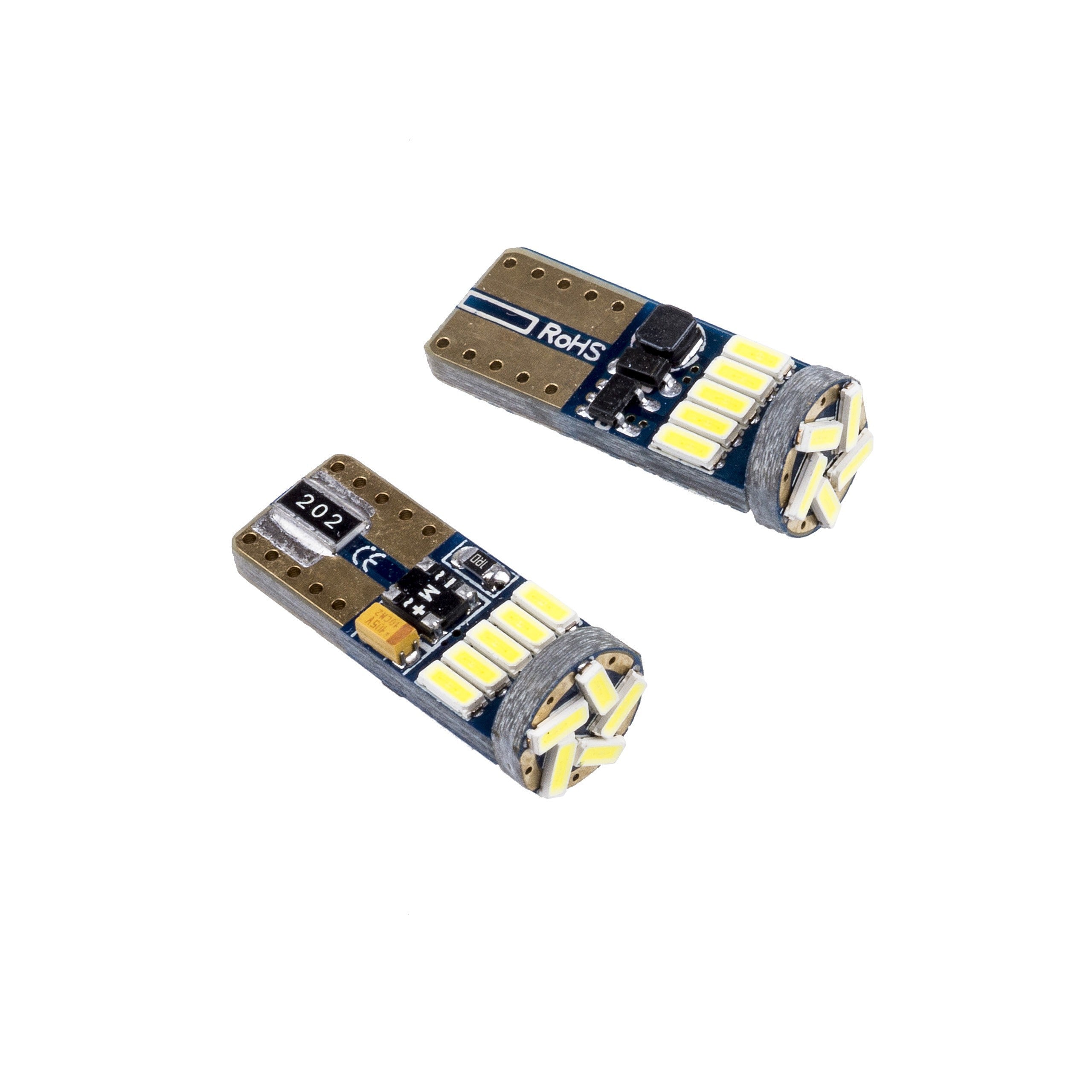 LED-lampa för bil – W5W – W2,1x9,5d – 6000K – 15 LED – SMD 4014 – 2-pack