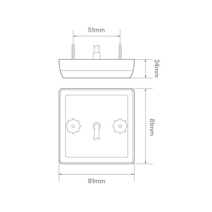 Baklampa Indikator 81AM – 12/24V (81x81mm) – närbild detaljer | LEA