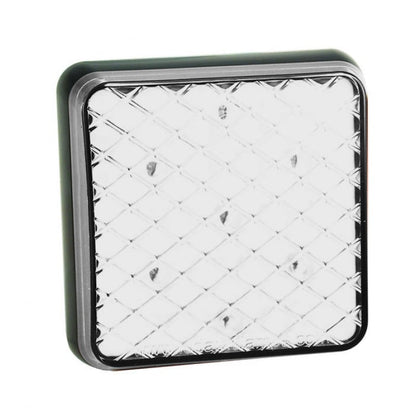 produktbild framifrån visande Baklampa 81WM – 12/24V (81x81mm) – LEA
