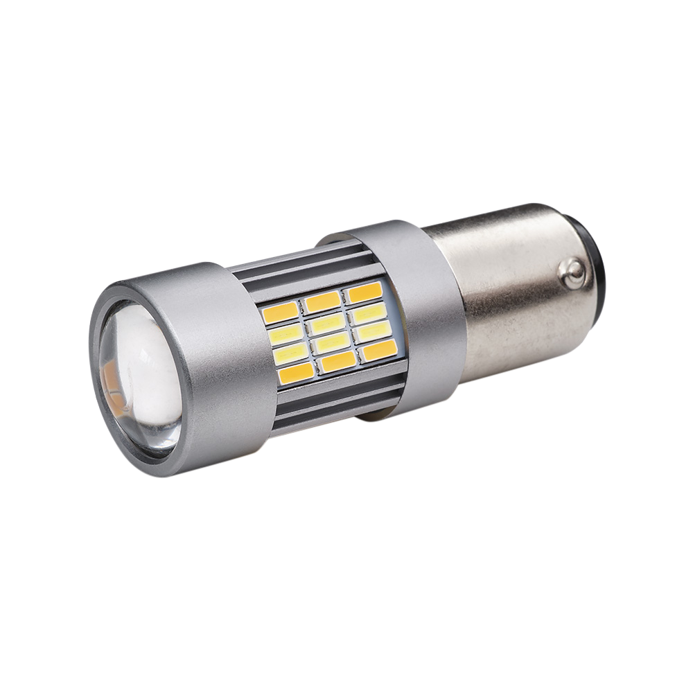 BAY15D – 1157 Switchback hvid/rav – produktbillede set forfra | Xenon-kongen