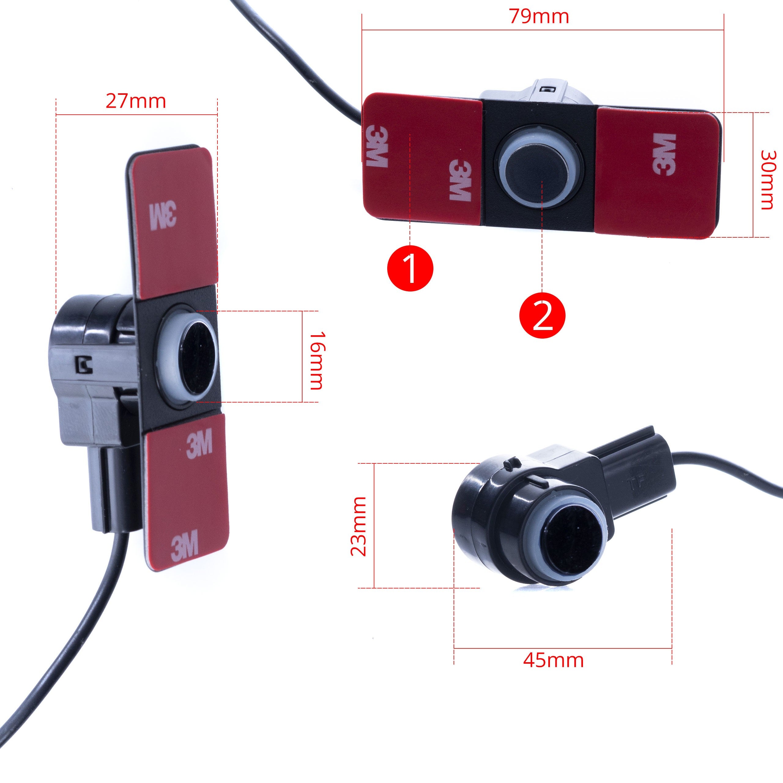 Parkeringssensor med display – Svart – ultraljudssensor – 4 sensorer – 4x 2,5 m