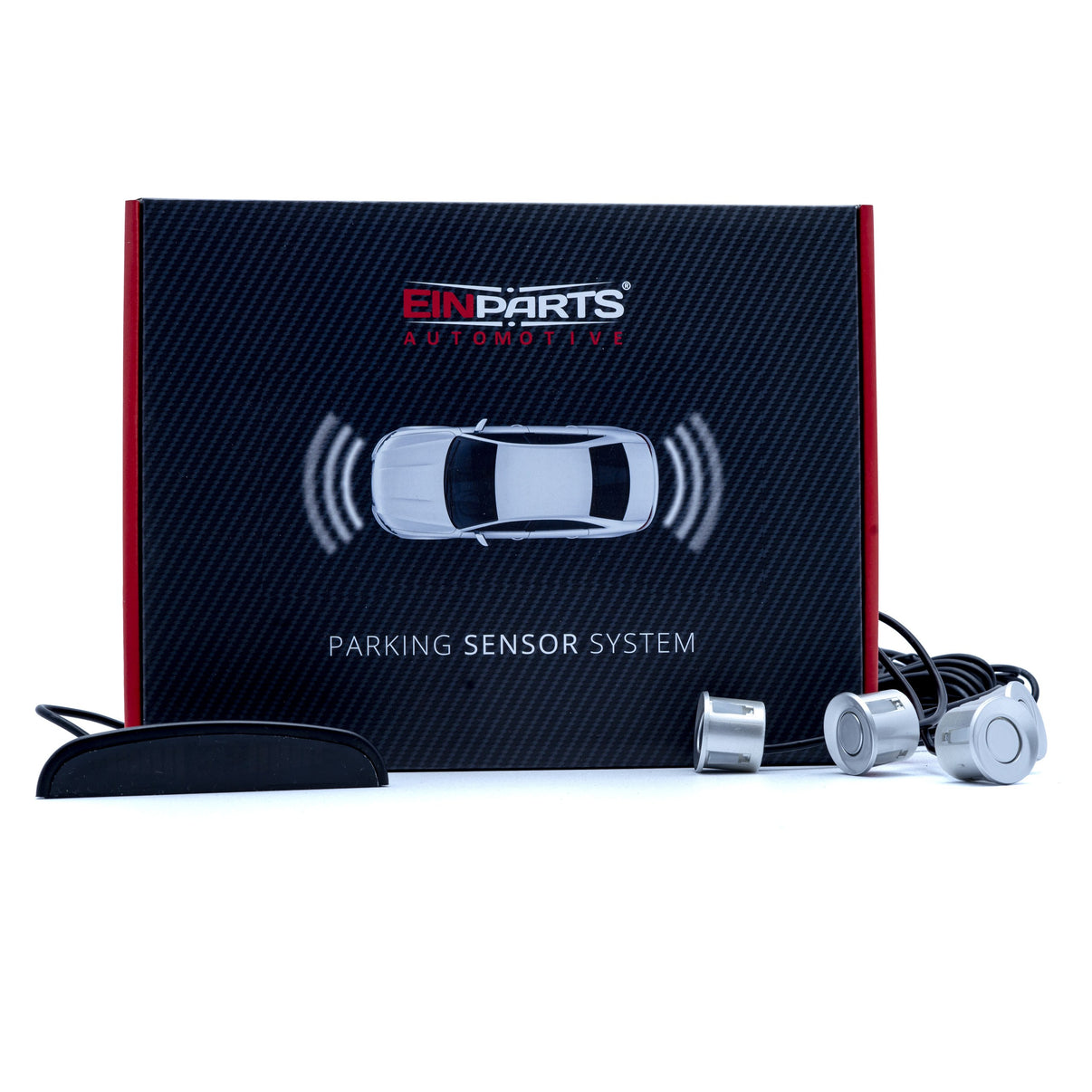 Parkeringssensor med display – Silver – ultraljudssensor – 4 sensorer – 4x 2,5 m