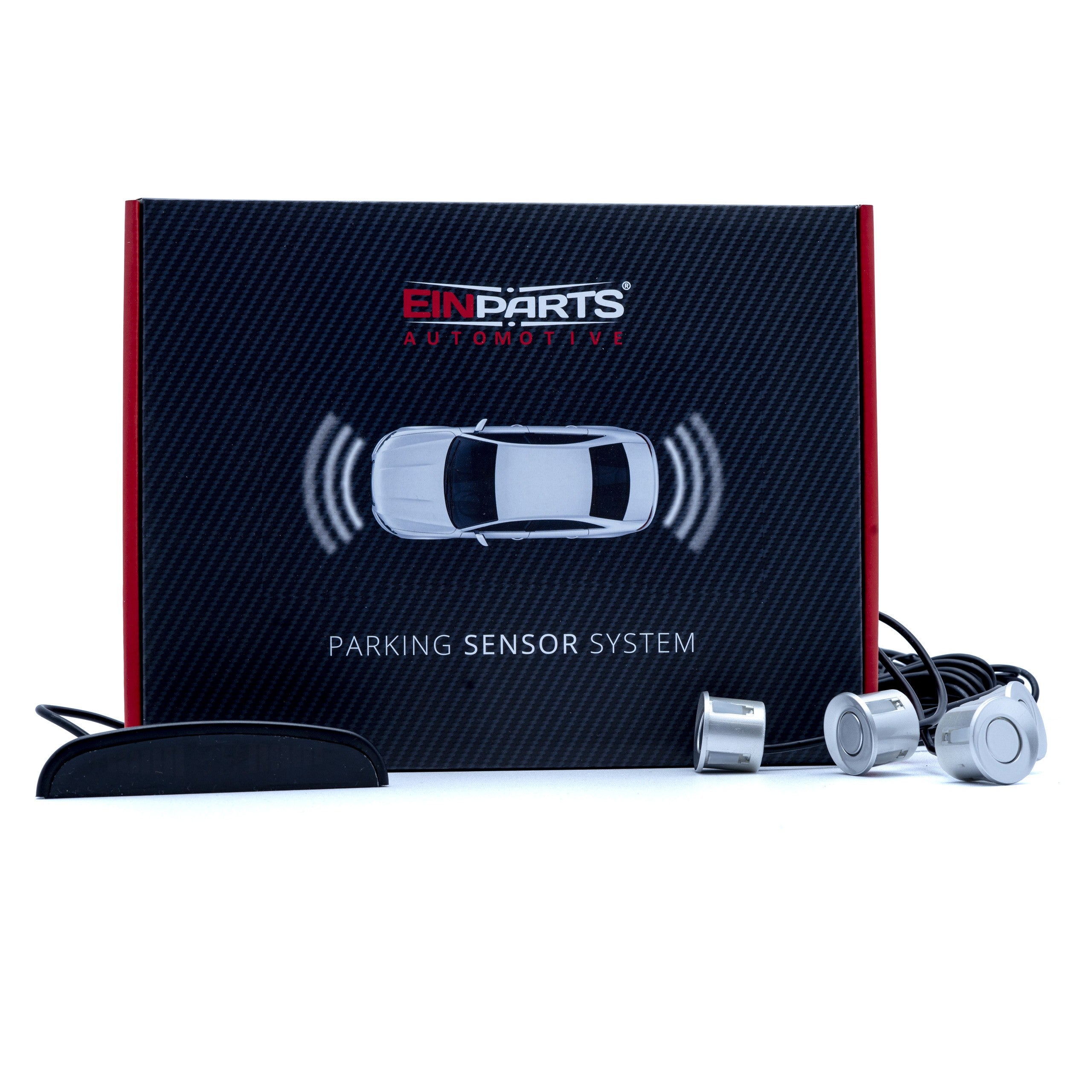 Parkeringssensor med display – Silver – ultraljudssensor – 4 sensorer – 4x 2,5 m