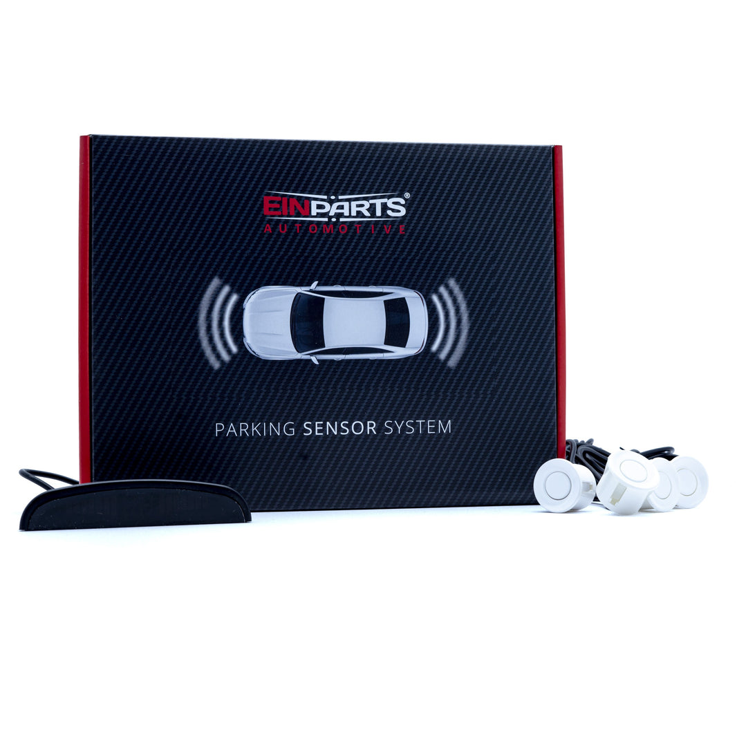 Parkeringssensor med display – Vit – ultraljudssensor – 4 sensorer – 4x 2,5 m
