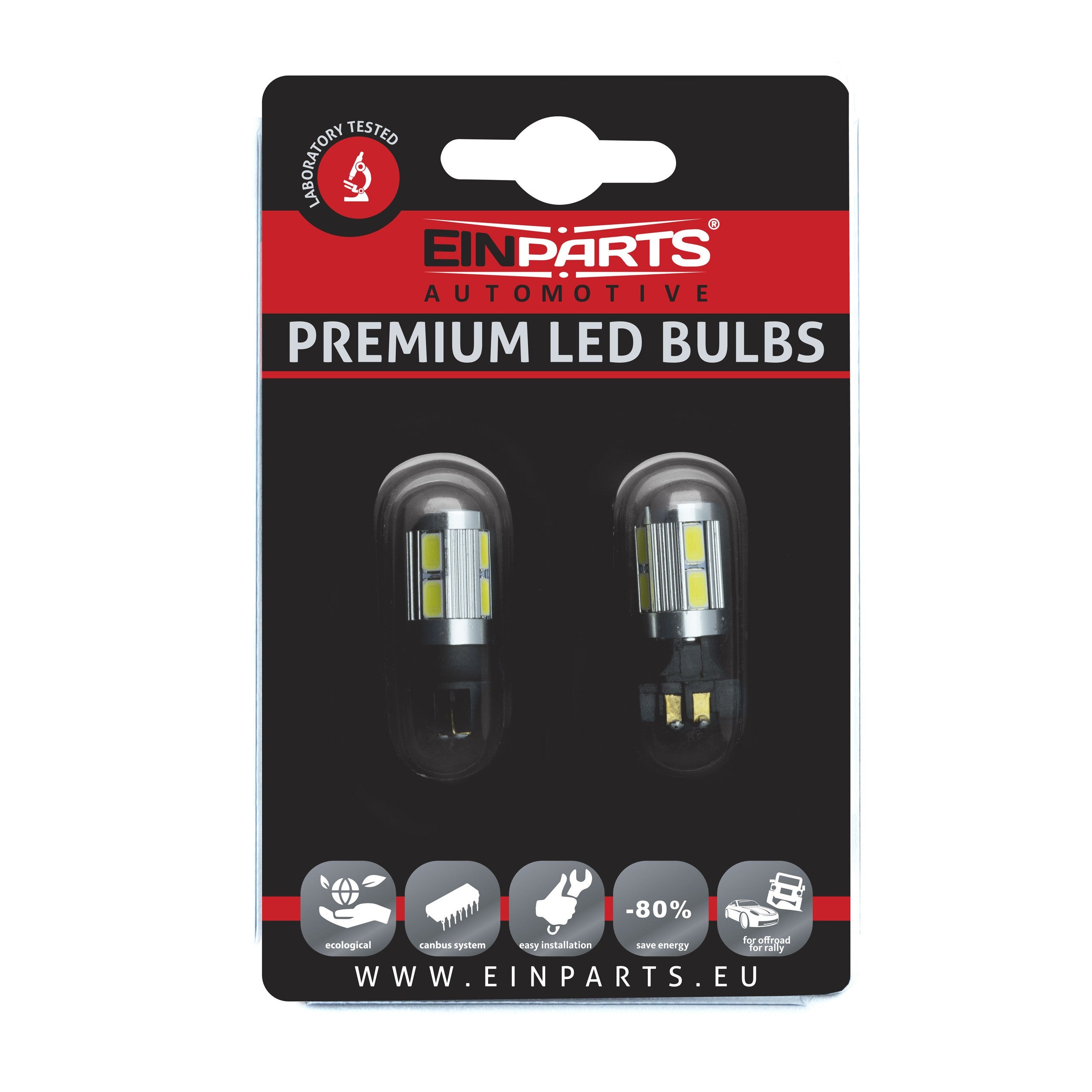LED-lampa för bil – PW2,1x9,5d4W – WP3.3x14.53 – 6000K – 10 LED – CREE XT-E