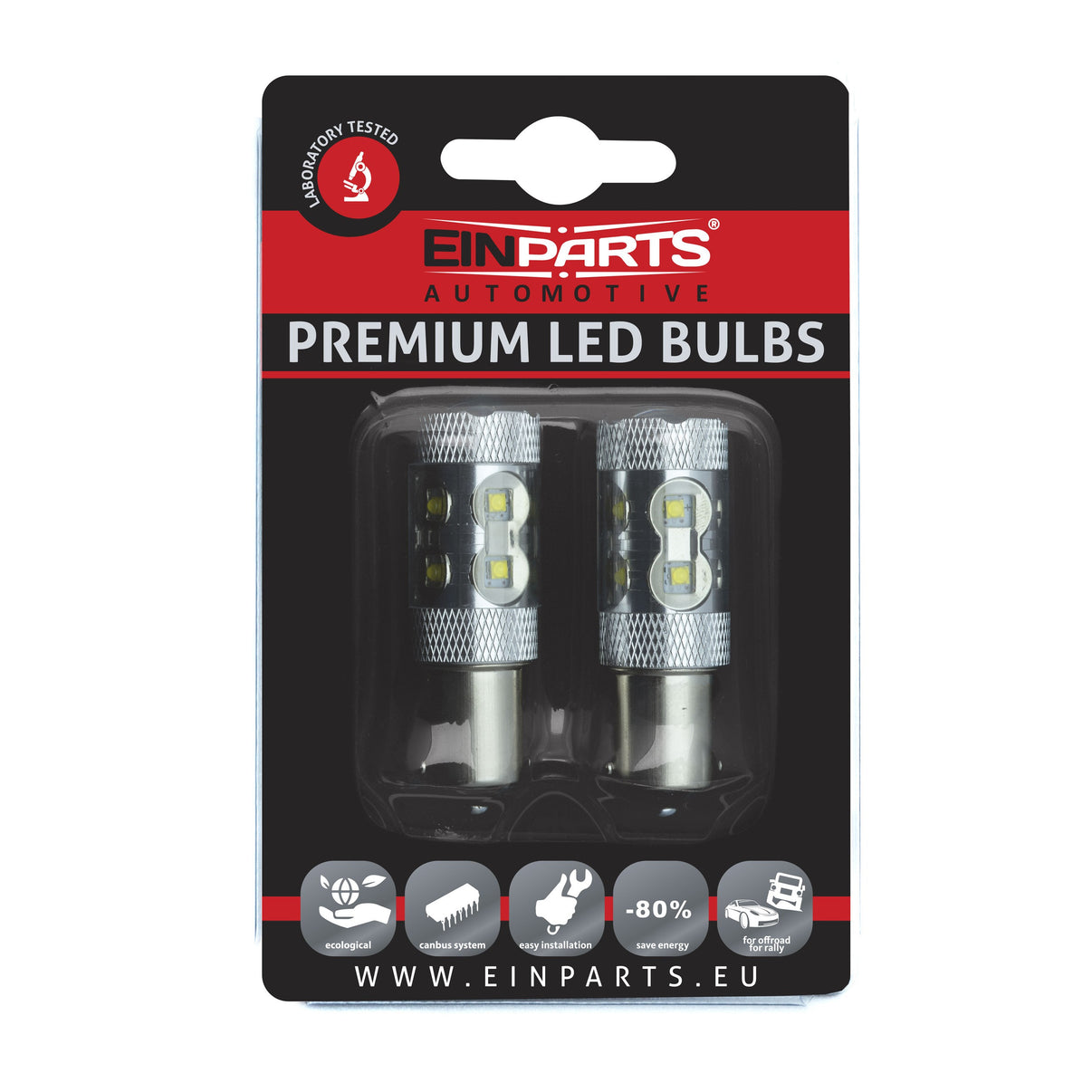 LED-lampa för bil – P21W – BA15S – 6000K – 10 LED – CREE XT-E – 2-pack