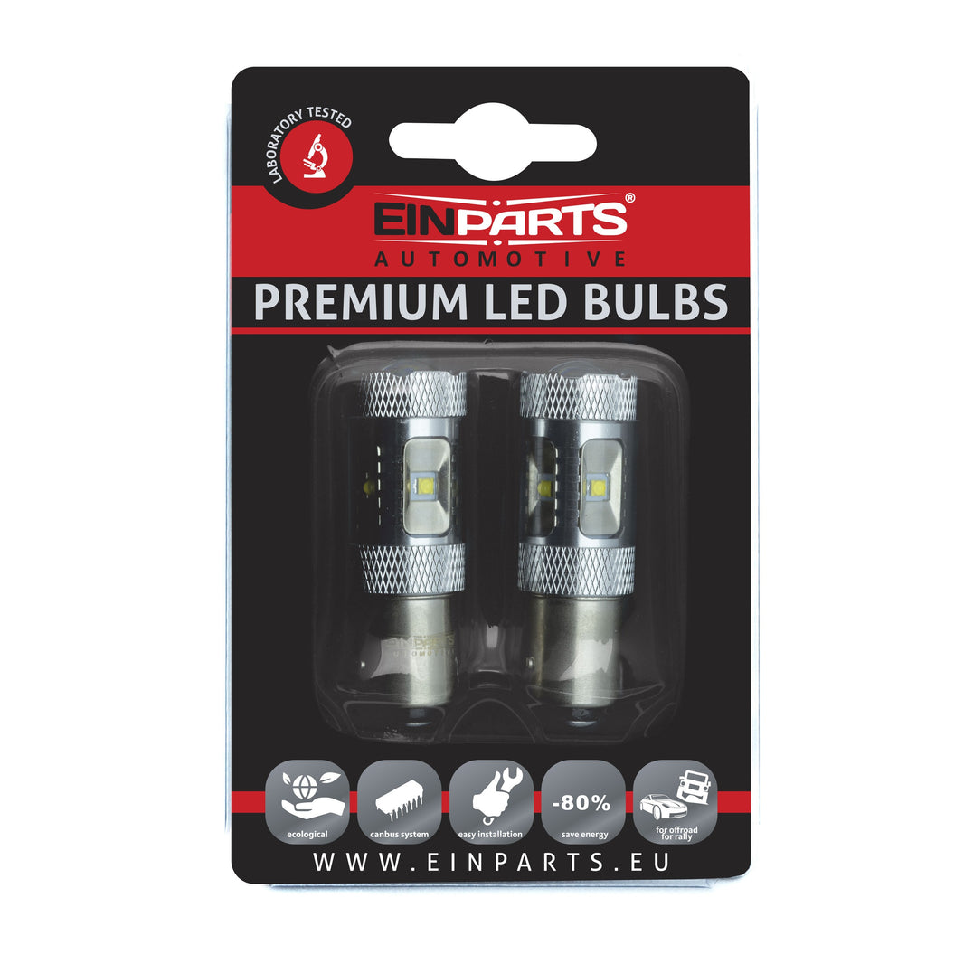 LED-lampa för bil – P21/5W – BAY15d – 6000K – 6 LED – CREE XT-E – 2-pack