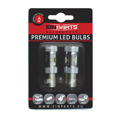 LED-lampa för bil – P21/5W – BAY15d – 6000K – 6 LED – CREE XT-E – 2-pack