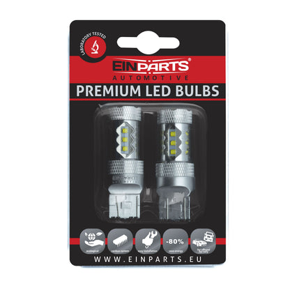 LED-lampa för bil – W21W – W3x16q – 6000K – 16 LED – CREE XT-E – 2-pack