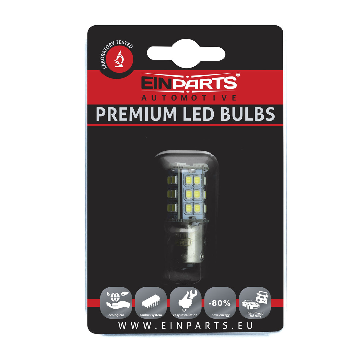 LED-lampa för bil – P21/5W – BAY15d – 6000K – 33 LED – SMD 2835