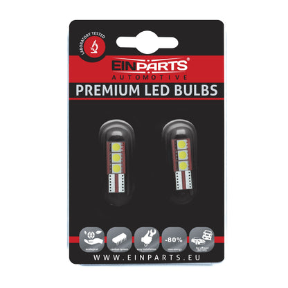 LED-lampa för bil – W5W – W2,1x9,5d – 6000K – 3 LED – SMD 5050 – 2-pack