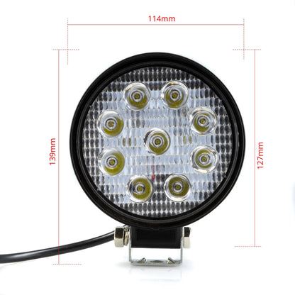LED-arbetslampa – 27 W – 6000K – 9 LED – 2025 LM – 116 mm