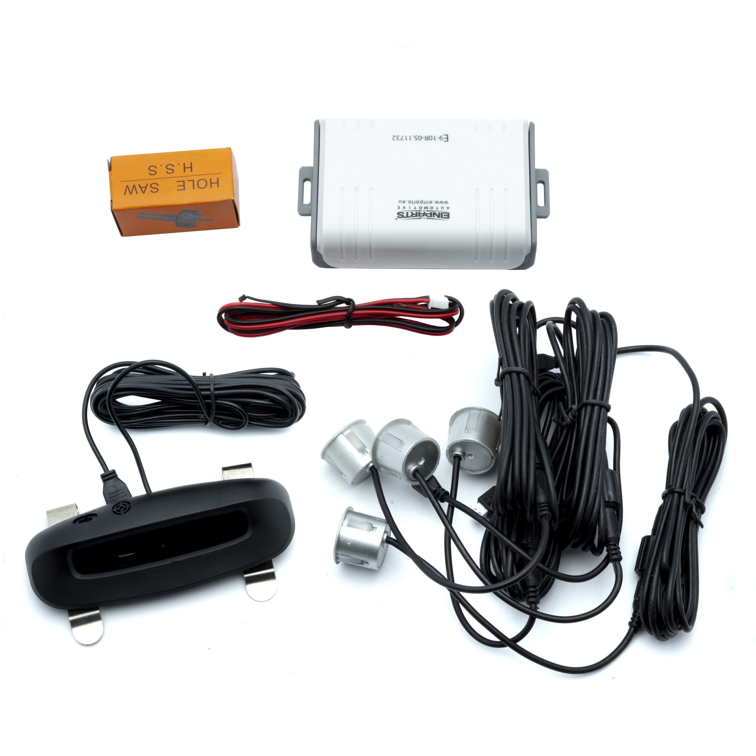 Parkeringssensor med display – Silver – ultraljudssensor – 4 sensorer – 4x 2,5 m